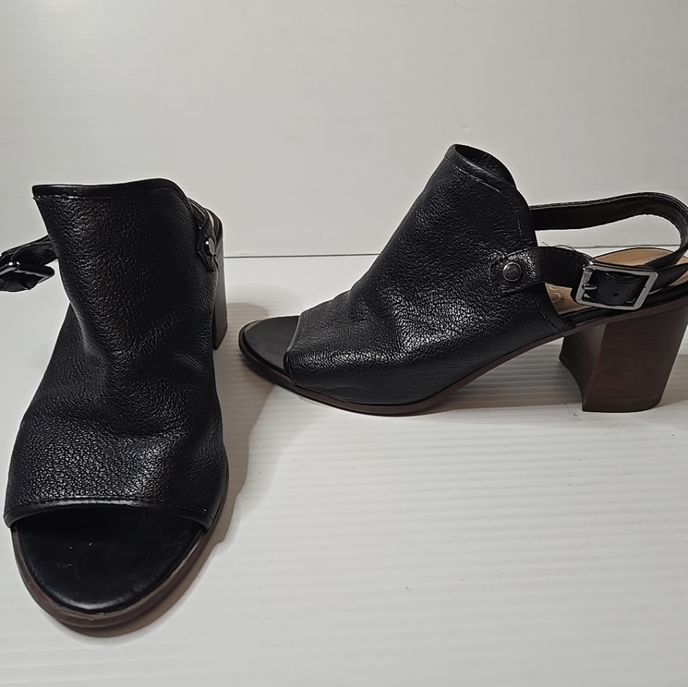 Franco Sarto peeptoe slingback‎ black heels 7 - Picture 2 of 10